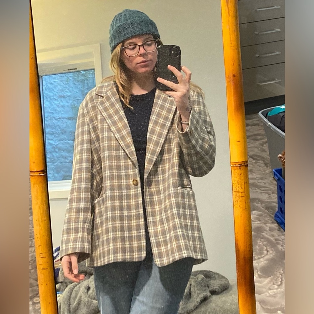 Plaid Wool Blazer - image 1